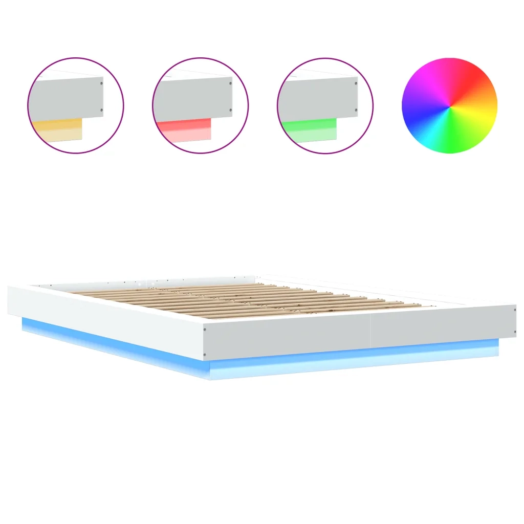 Giroletto con Luci LED Bianco 140x200 cm in Legno Multistrato 3281098