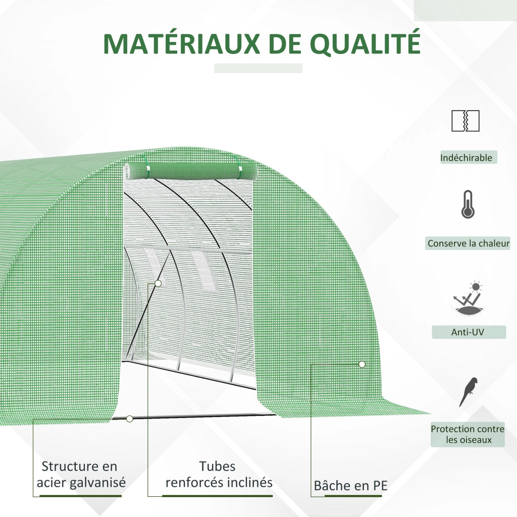 Serra da Giardino Tunnel ¨C zephmum ¨C Verde, 6x3x2 m, 8 Finestre, Porta con Zip