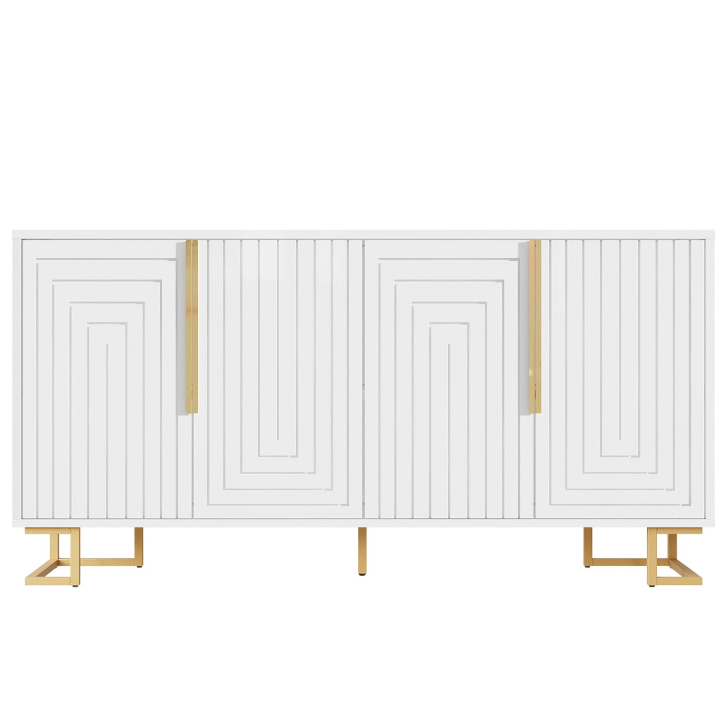 Credenza 152x40x75 cm con 2 ante e 4 ripiani; dispositivo antiribaltamento; MDF bianco