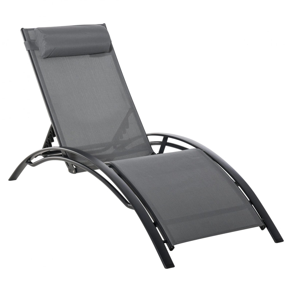 EasyComfort Sdraio da Giardino Reclinabile su 5 Livelli con Cuscino Rimovibile, Alluminio e Texteline, 171x64x82cm Grigio