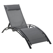 EasyComfort Sdraio da Giardino Reclinabile su 5 Livelli con Cuscino Rimovibile, Alluminio e Texteline, 171x64x82cm Grigio