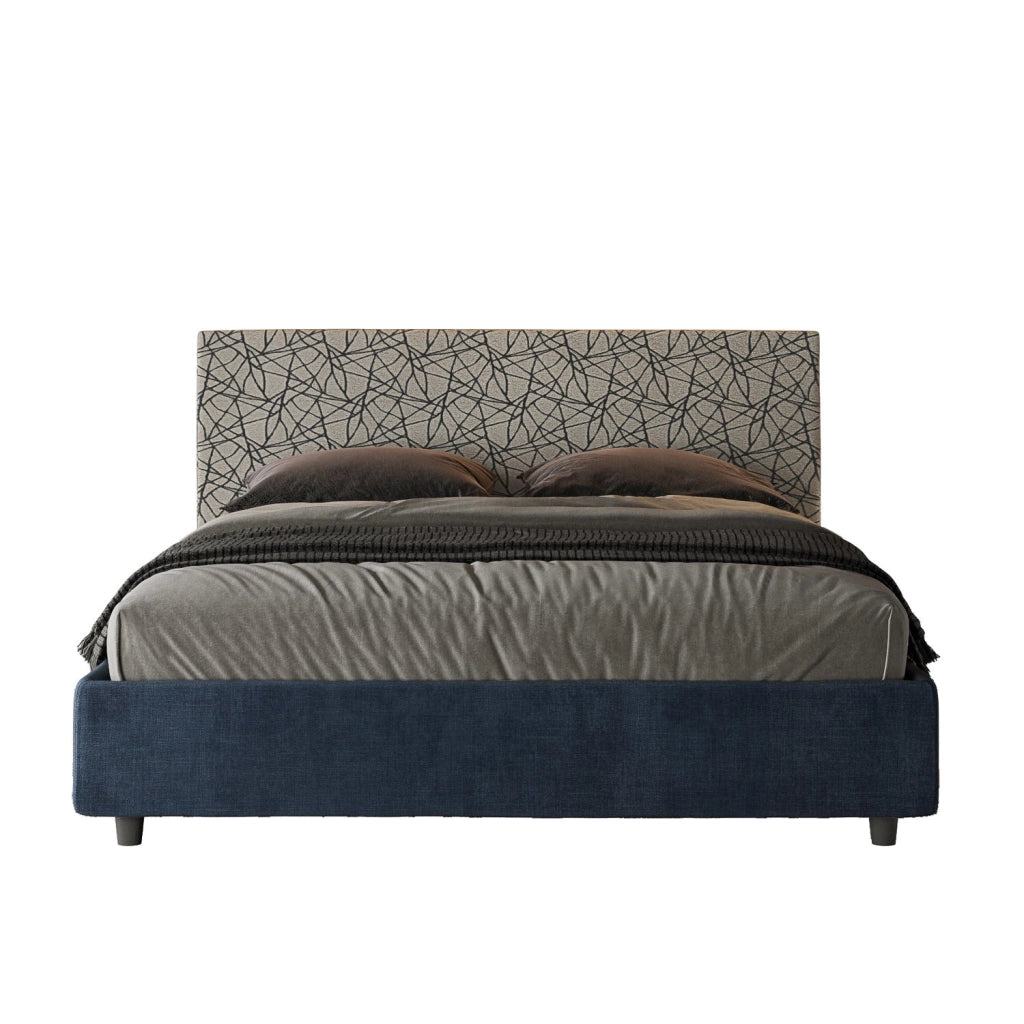 Letto matrimoniale senza rete imbottito 160x210 tessuto Era 2 grigio Arla