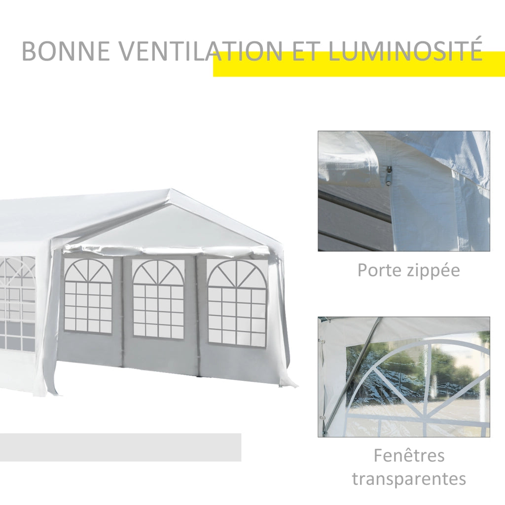 Tenda da giardino 4x8m ¨C Minimal ¨C bianco, acciaio, 8 finestre