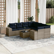Set Divani da Giardino 9 pz con Cuscini Grigio in Polyrattan 3222360