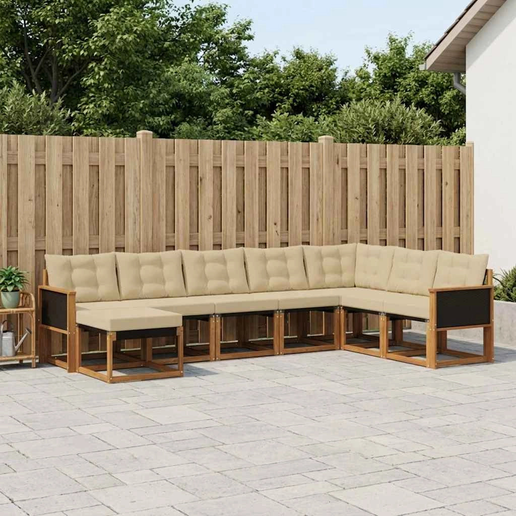 Set di divani da esterno 8 pz Naturale e Beige 3382137