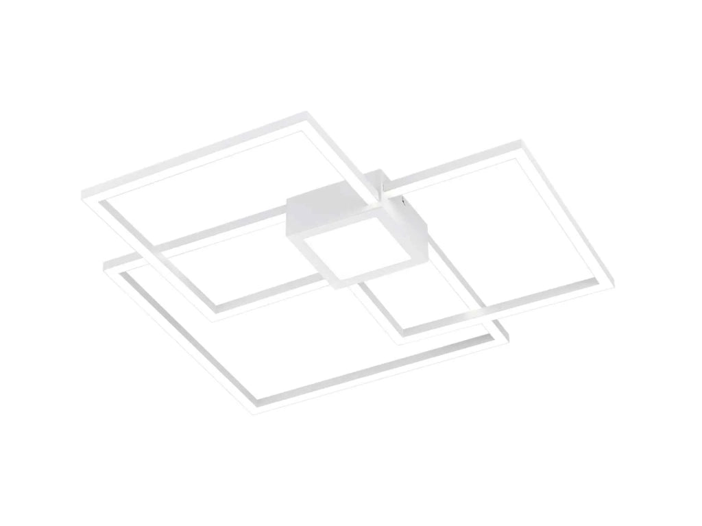 Plafoniera LED triplo quadrato, metallo, bianco, 65x65 cm, Hydra