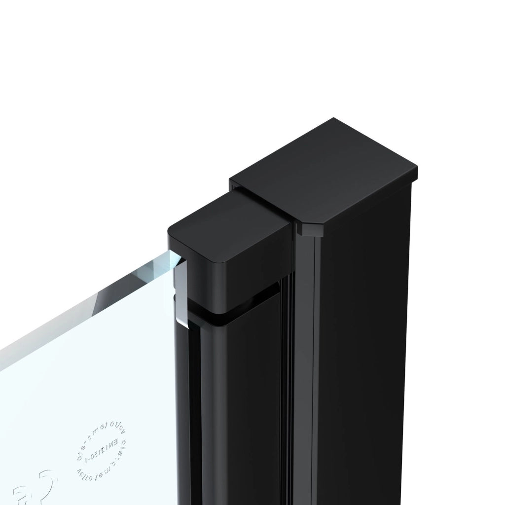 Box doccia nicchia 140 cm porta DUE BATTENTI SOFFIETTO H200 cm cristallo 6mm profilo NERO OPACO DINO