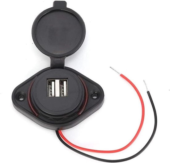 Adattatore di Ricarica Dual USB 12-24 V 3.1A con LED - Adattatore di Presa - Pannello di Ricarica Montabile - Avviamento di Moto - ATV UTV - Impermeabile.