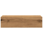 Set di 2 mobili porta TV a parete con illuminazione a LED 60 x 35 x 15,5 cm design moderno salvaspazio in legno di rovere ingegnerizzato finitura artigianale 02_0050857