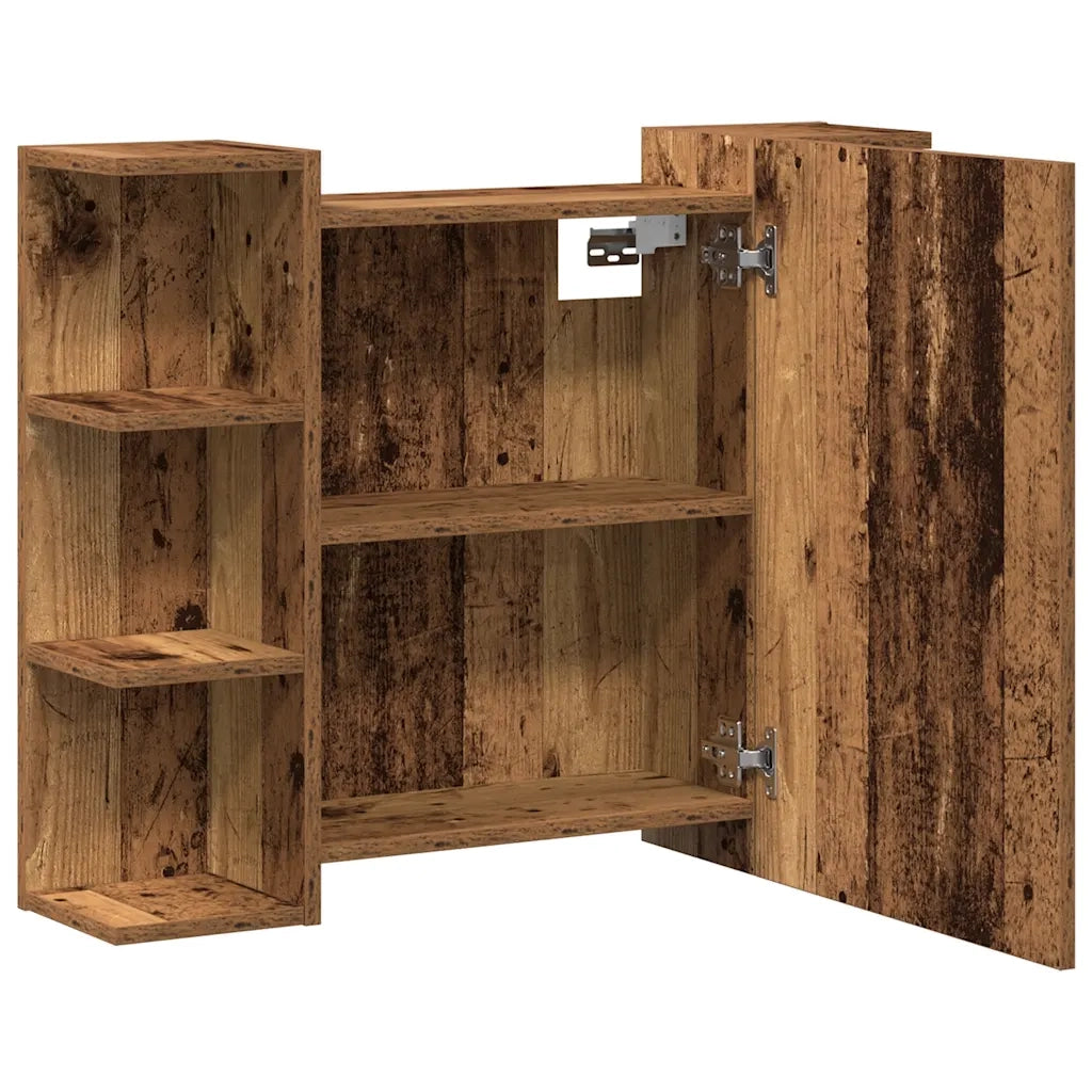 Mobile Bagno con Specchio Legno Antico Legno Multistrato 856036