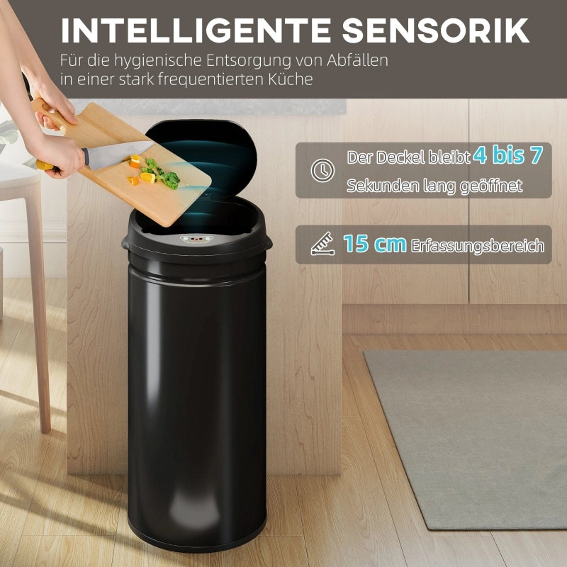 CESTINO PORTARIFIUTI SENSOR 42 L ACCIAIO INOX NERO