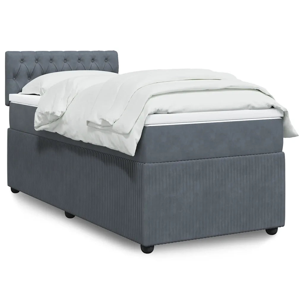 Giroletto a Molle con Materasso Grigio Scuro 80x200 cm Velluto