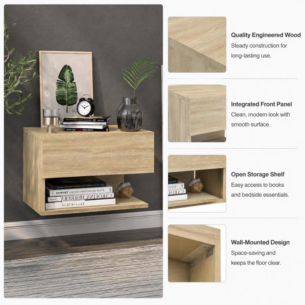 Wall-mounted Bedside Table Sonoma Oak