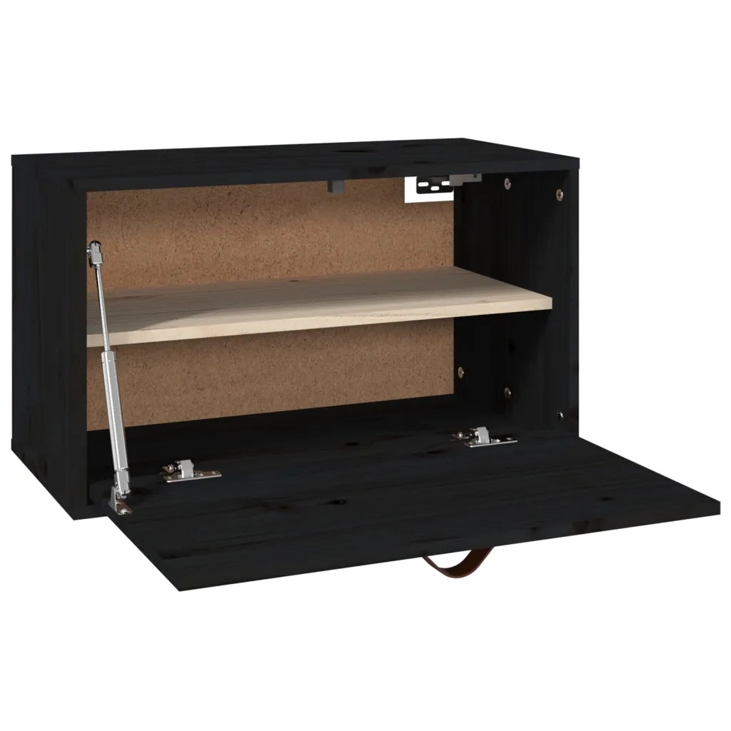 Pensile Nero 60x30x35 cm in Legno Massello di Pino 818354