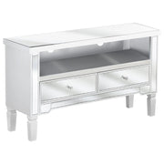 Madia credenza a Specchio argento con Cassettiera a 2 Cassetti con Pomelli in Cristallo