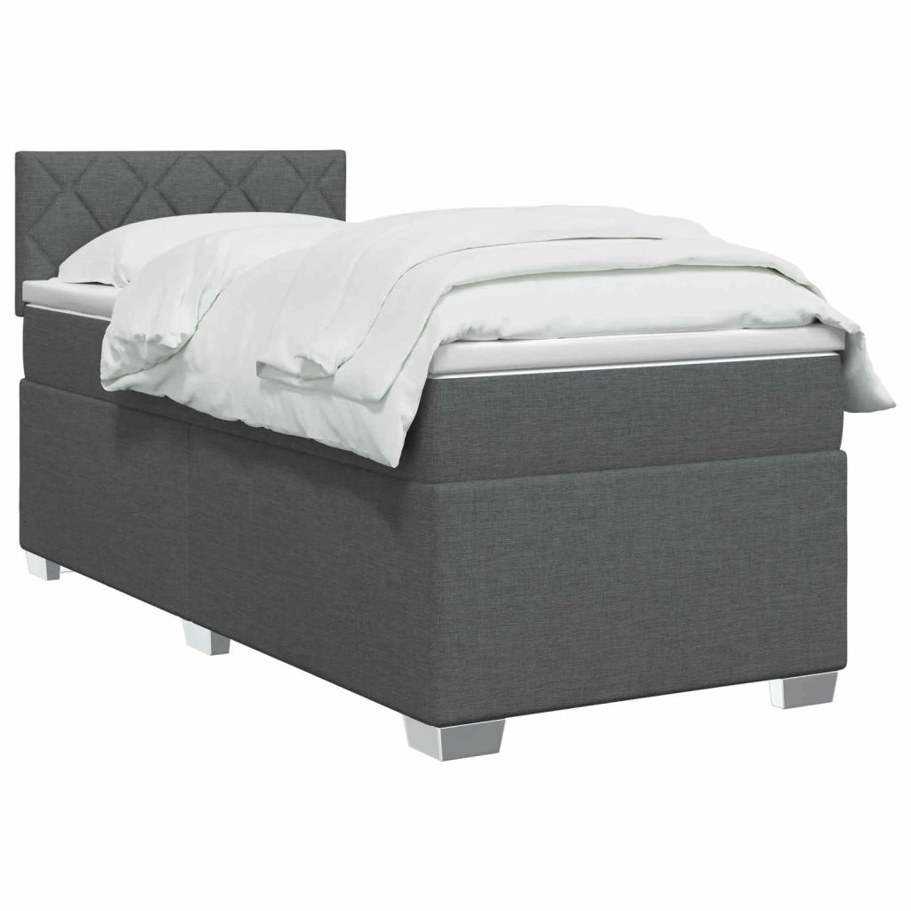 Letto box spring con materasso Grigio Scuro 90 x 200 cm Tessuto 3450398