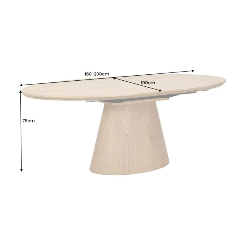 Tavolo da pranzo LUMEA – Ovale allungabile da 160 a 200 cm – Effetto legno – Stile rustico