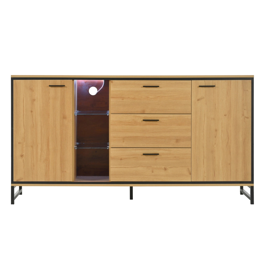 Credenza con Cassetti in Legno ¨C Xylo ¨C Nero e Effetto Legno, Design Moderno