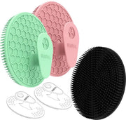 Kit di spazzole per corpo e viso in silicone 5 pezzi – Spazzola da doccia in silicone per donne e uomini, spazzola esfoliante morbida per la pelle sensibile, più igienico di un loofah – Nero + Rosa + Verde