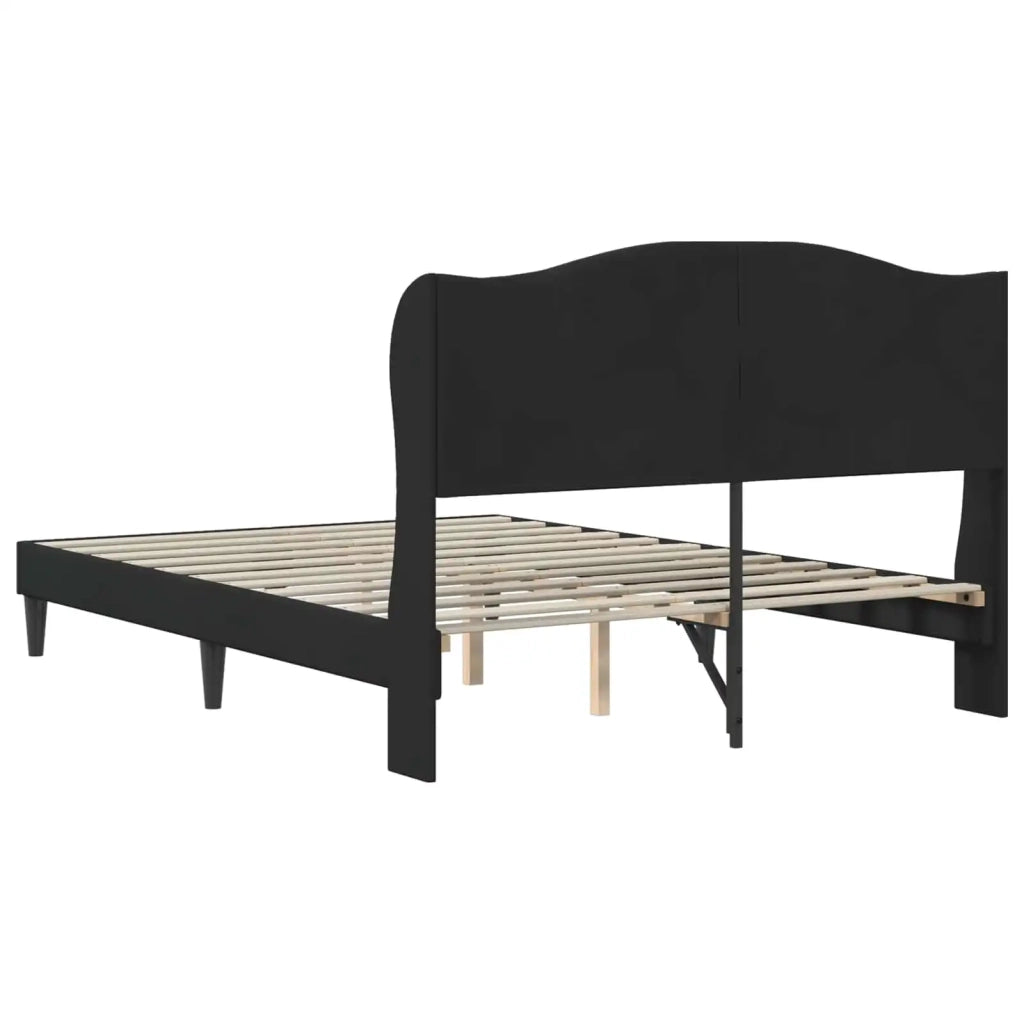 Struttura del letto con testiera Nero 160 x 200 cm Velluto 42027933