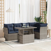 Set Divano da Giardino 6pz con Cuscini Grigio Polyrattan Acacia 3326162