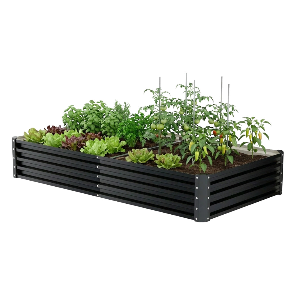 Hatake - Letto per Orto rialzato Rettangolare da Esterno 180x90x30 cm in Acciaio Inox Nero