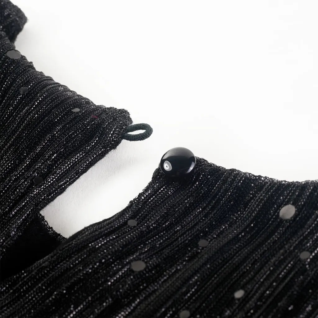 Abito per Bambine a Maniche Lunghe Nero 128 CFW1719526