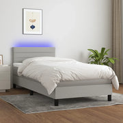 Letto a Molle Materasso e LED Grigio Chiaro 90x190 cm Tessuto 3133197