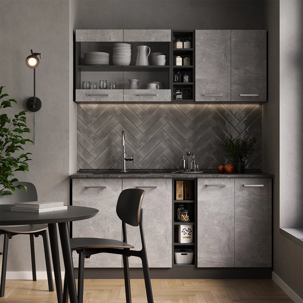 Vicco Cucina completa Calcestruzzo/antracite 160 cm , PL Marmo