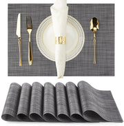 Set di placemats in PVC - 8 pz - 30*45*0.1cm - Lavabili - Antiscivolo - Resistente al calore - Placemats in PVC - Adatti per cucine, tavoli da pranzo, hotel - Placemats in PVC semplici tessuti - Piatti, bicchieri e tazze in ceramica