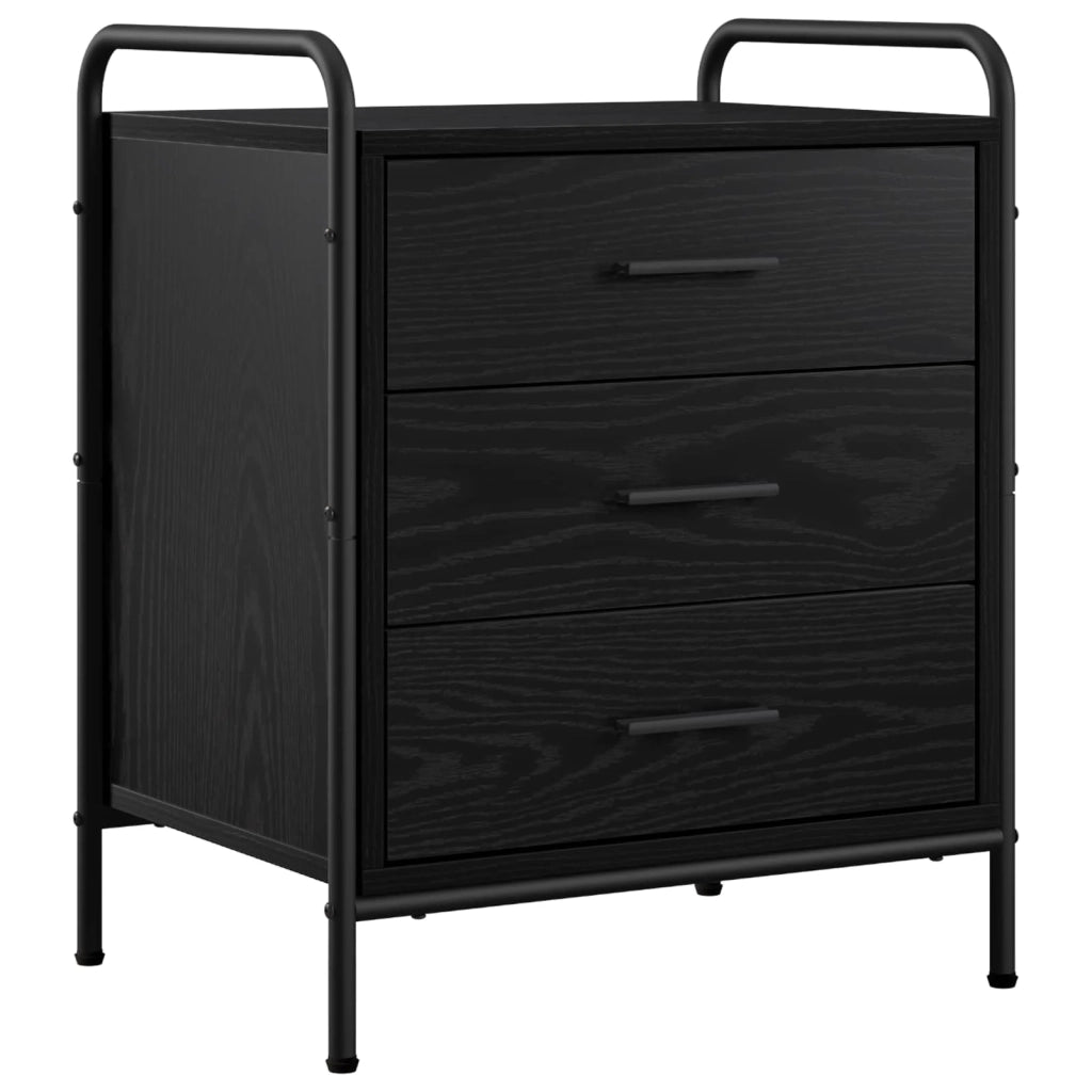 Armadio da Notte Rovere Nero 48 x 36,5 x 60 cm 8013530