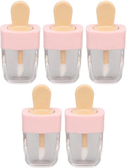 Bottigliette per gloss labiale 5 pezzi - Forma gelato - Bocchette morbide - Cappuccio in plastica - 5 ml - Ideali per la creazione di un self made make-up per labbra - Stuzzicadenti per matite labiali