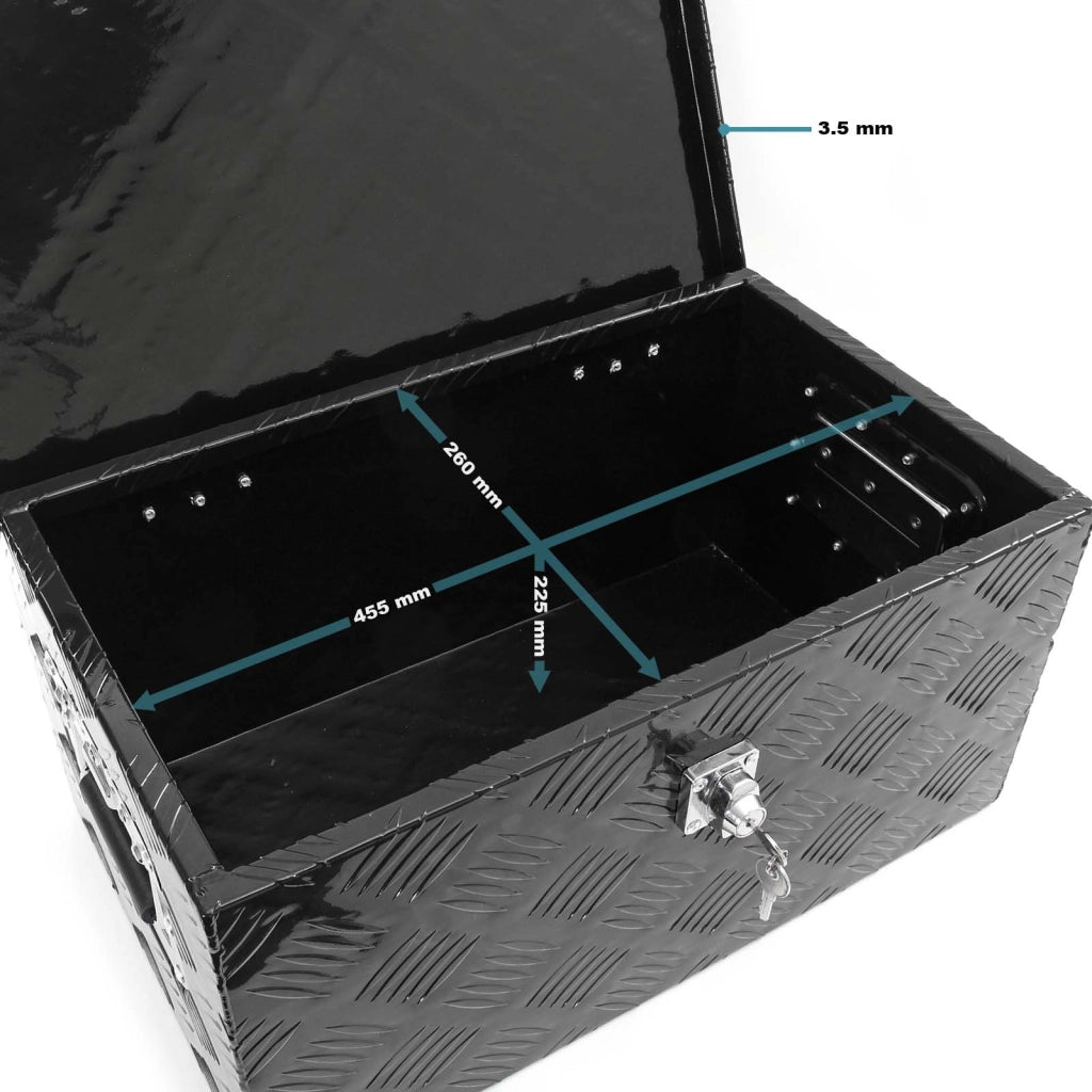 Cassetta portattrezzi in alluminio 50,8x30,5x24cm, nero, con chiave