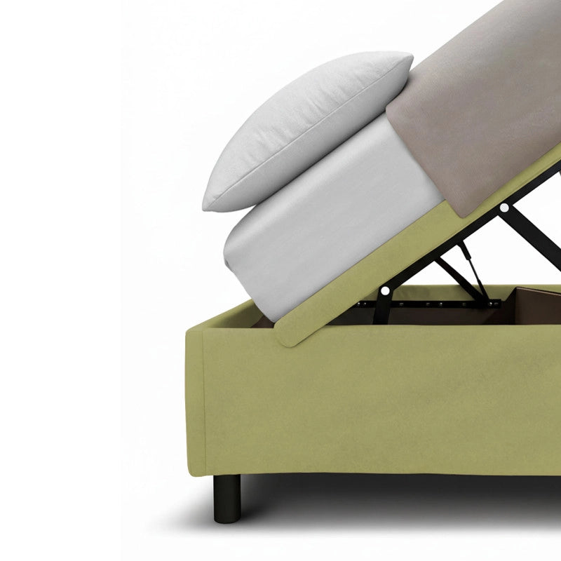 Letto imbottito Letto Matrimoniale alla Francese 140x200 cm Soft - Contenitore,Microfibra,Tè verde