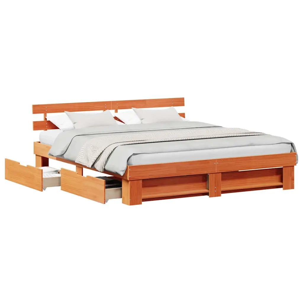 vidaXL Struttura del letto con testiera Cera marrone 200 x 200 cm