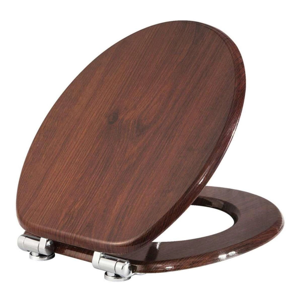 Sedile WC con meccanismo di chiusura ammortizzata in MDF faggio scuro 19_0000644