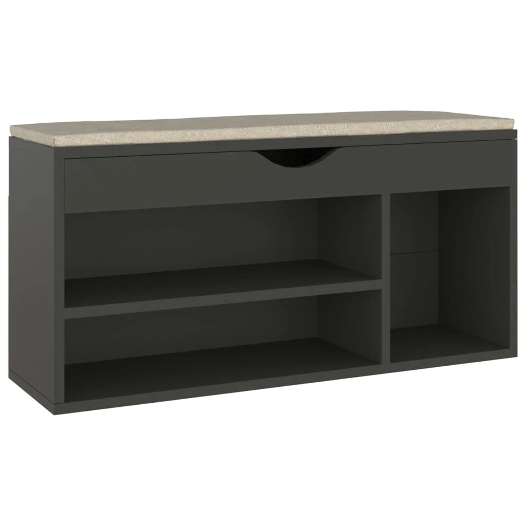 Panca portascarpe/stivali cassettiera scaffale mobile da ingresso contenitore e cuscino 104 x 30 x 49 cm legno ingegnerizzato grigio 02_0022954