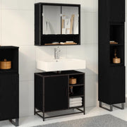 Set di mobili per il bagno 2 pcs Rovere Nero Legno multistrato 3402556