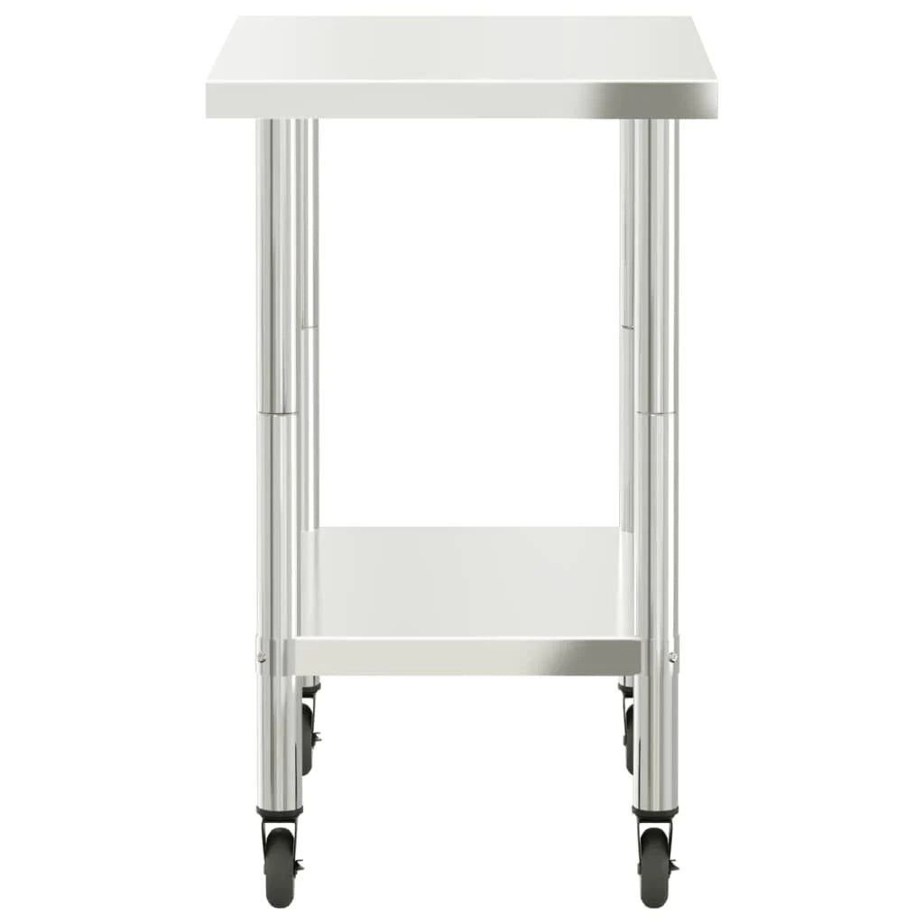 Tavolo da lavoro professionale da cucina con ruote 82,5 x 55 x 85 cm acciaio inox 02_0045417
