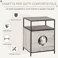 Cuccia per Gatti Mobiletto Multiuso 48x40x65,5 cm con Cuscino Grigio