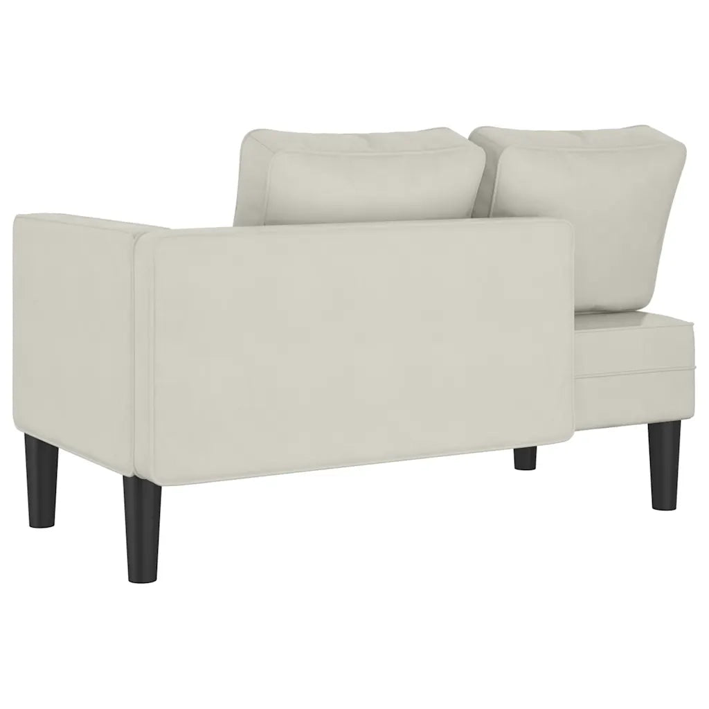 Chaise Longue con Cuscini Crema in Velluto CFW4838619