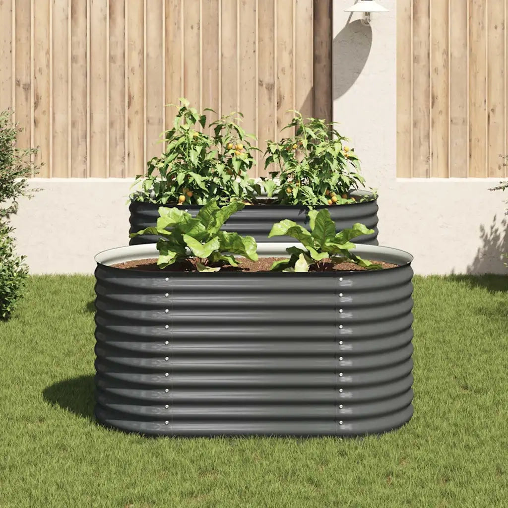 Letto Rialzato Giardino 160x80x81 cm in Acciaio Zincato Grigio 45524