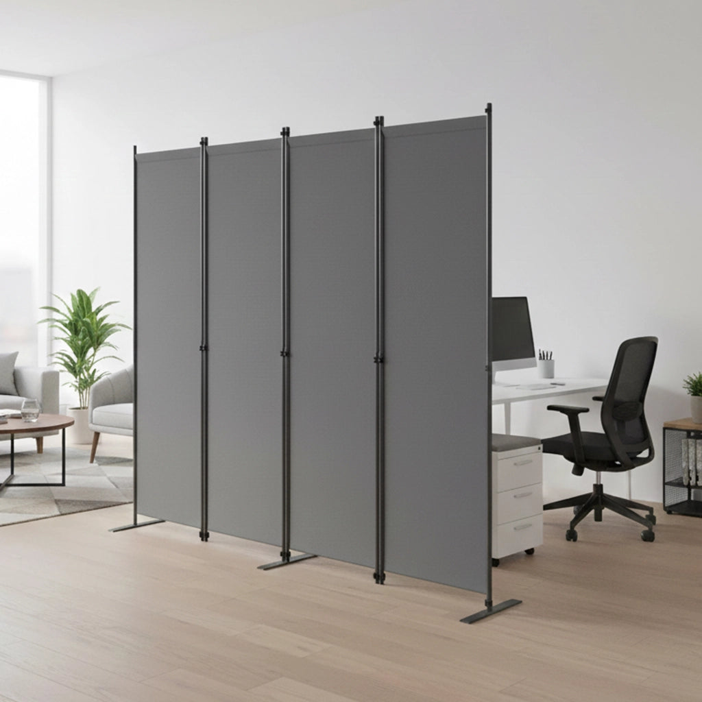Divisorio Paravento 4 Pannelli ¨C MINIMAL ¨C Grigio, 204x180 cm