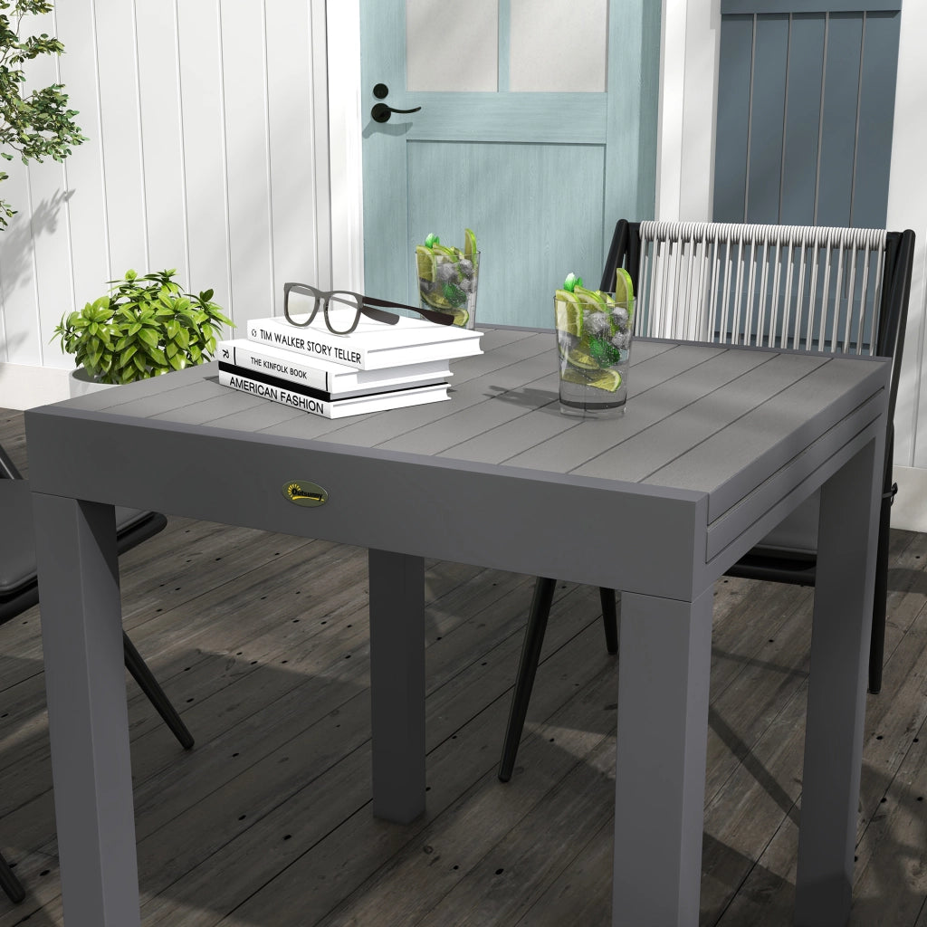 Tavolo Allungabile Da Giardino Per 6 Persone Grigio 81/162 X 80 X 75 Cm In Alluminio