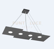 PLATE SOSPENSIONE 4 LUCI RETTANGOLARE GRIGIO ANTRACITE 1129-S4+2-GA