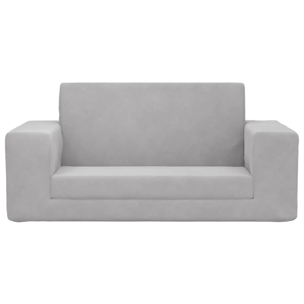 Divano letto | Sof¨¤ letto | Letto singolo Bambini a 2 Posti Grigio Chiaro in Morbido Peluche