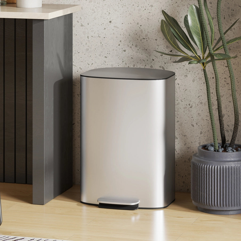 Pattumiera a Pedale ¨C zephmum ¨C 50L Grigio Acciaio Inox