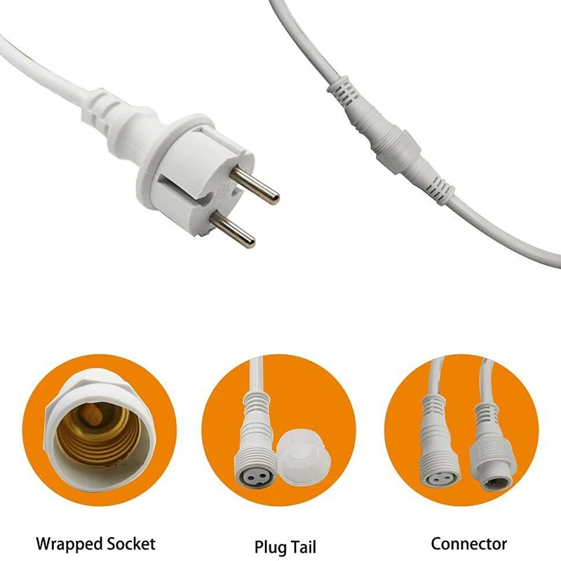 CATENA DI LUCI DA ESTERNO 10MT CON PORTALAMPADE E27 CAVO BIANCO IP54 - PERFETTA PER GIARDINI EVENTI RISTORANTI E FESTE ALL'APERTO