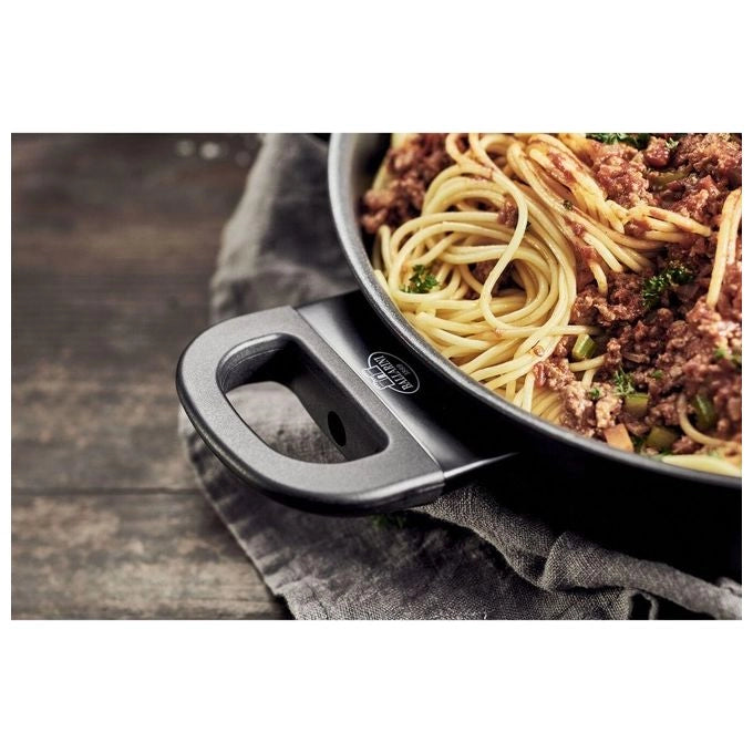 BALLARINI 75002-923-0 Avola Serving Pan Diametro 28 cm con Coperchio in Vetro Adatto Induzione Facile da Pulire colore Nero