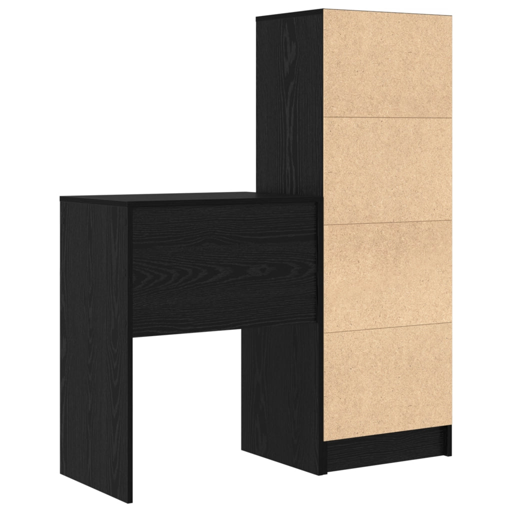 Scrivania con spazio di archiviazione in rovere nero legno ingegnerizzato